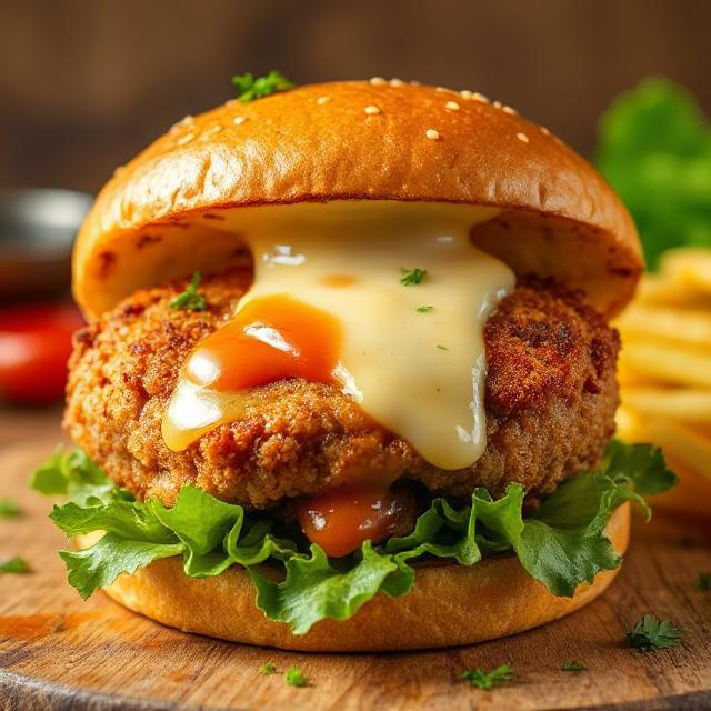 Halal Crispy Chicken Steak Burger