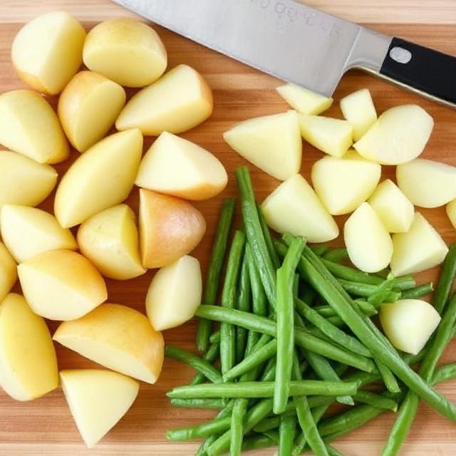 baked halal chicken with potatoes and green beans